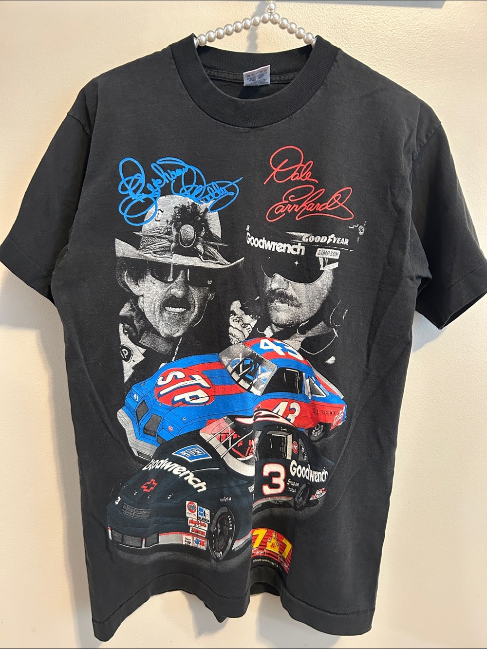 VTG 90s Dale Earnhardt Richard Petty NASCAR T Shirt Size Medium Single Stitch